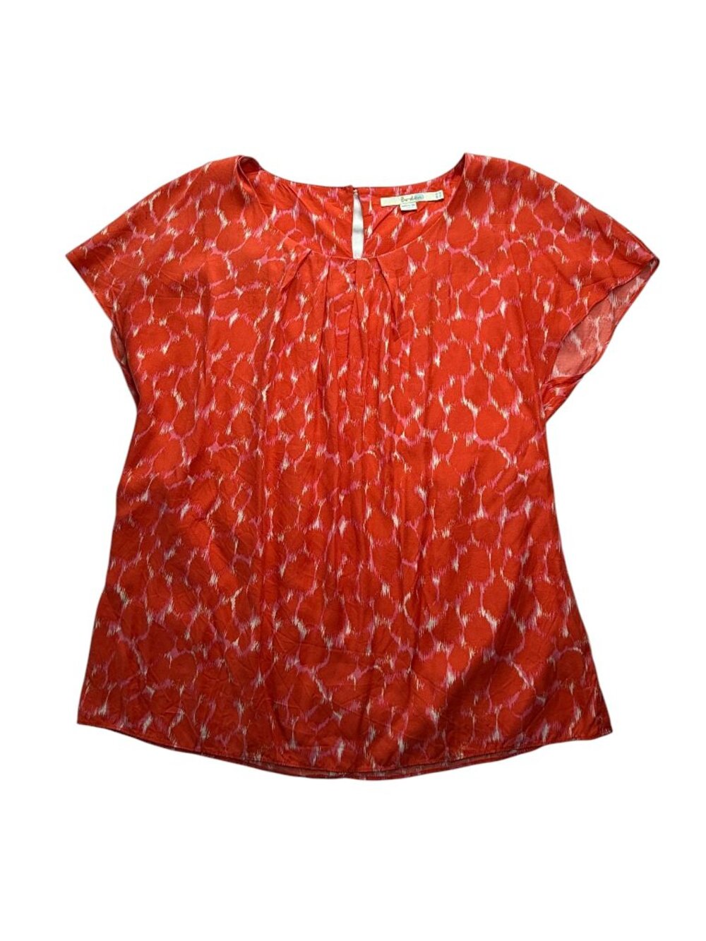 BODEN Silk Shirt Flutter Sleeve. Orange. Round Neck. Size women's US 10